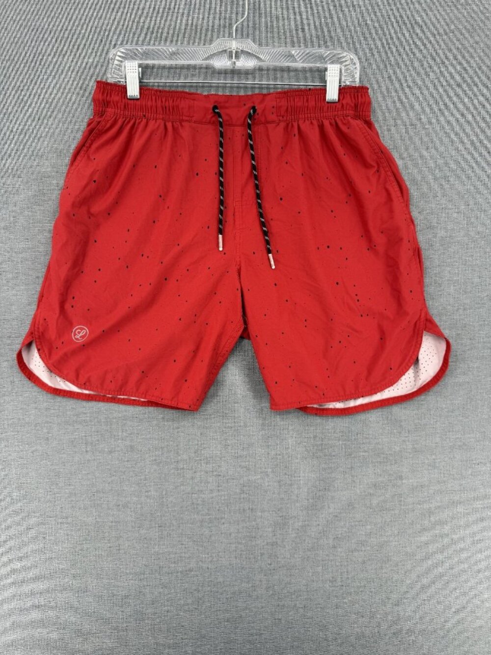 Legends Luka Shorts Mens L 7" Linerless Red White Splatter Ventilated